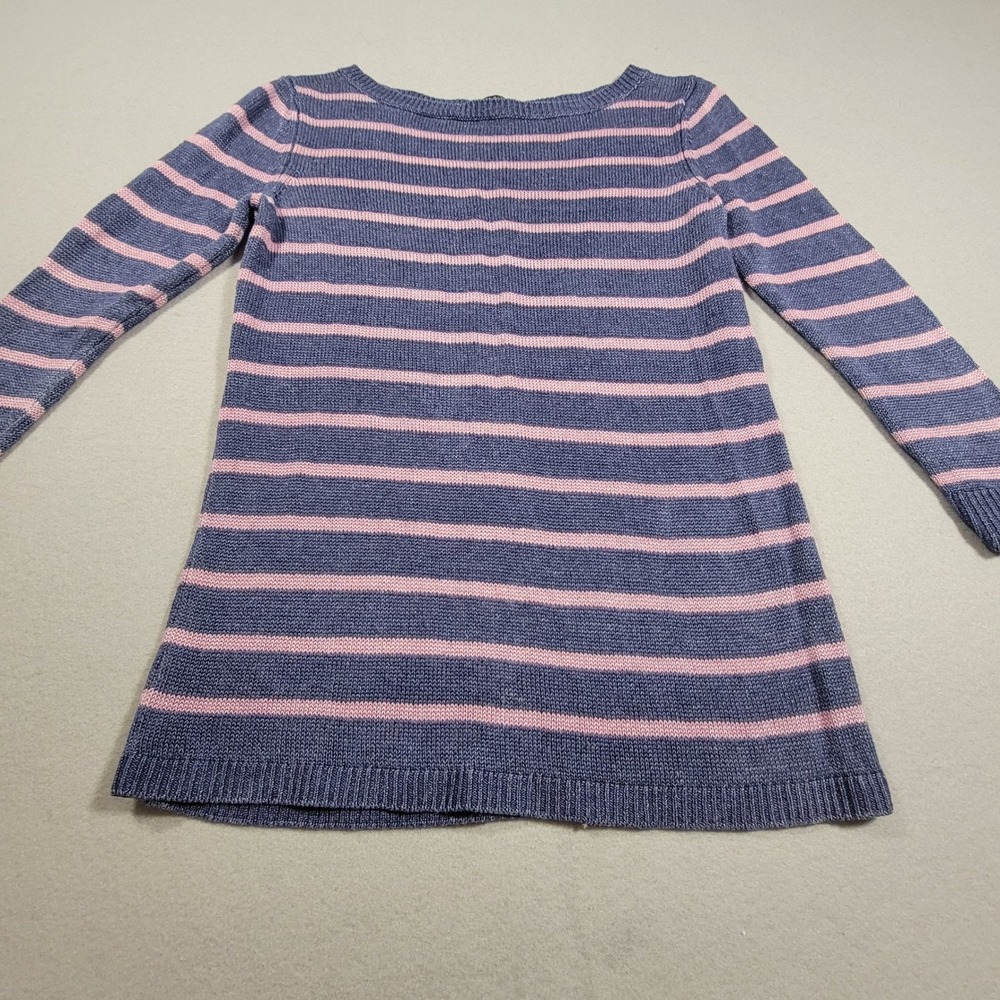 Talbots Petites 100% Linen Sweater Navy Pink Stripe Long Sleeve Knit Top‎ Size P